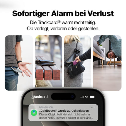 TRACKCARD® õhusildiga rahakotilaadne jälgimisseade | Laetav, nutikas ja veekindel | Ühildub Apple Find My (iOS) Bluetooth-jälgimiskaardiga rahakottide, passide ja pagasi jaoks