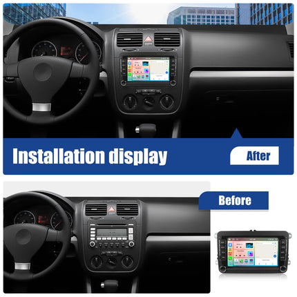 [8-tuumaline] CAMECHO 4+64G Android 13 Carplay/Android Auto/DSP autoraadio VW Golf 5 6 Touran Polo jaoks, 7-tolline puutetundlik ekraan, Bluetooth 5.0 koos WiFi, GPS DSP, FM RDS raadio, Mirror Link+32 riba ekvalaiser