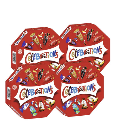 CELEBRATIONS kinkekarp 4x 269g Sünnipäev Jõulud Piimašokolaadiküpsis Mars Snickers Twix Bounty Milky Way Galaxy Karamell Maltesers Teaserid