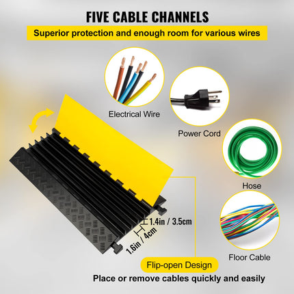 Happybuy 5-channel cable run-over protection made of commercially available thermoplastic rubber with modular design, high safety for a wide range of applications