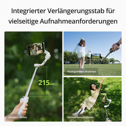DJI Osmo Mobile 6 stabilisaator iPhone'ile ja Androidile, 3-teljeline mobiiltelefoni stabilisaator, sisseehitatud pikendusvarras, objekti jälgimine, kaasaskantav ja kokkupandav, vlogimise stabilisaator, YouTube TikTok