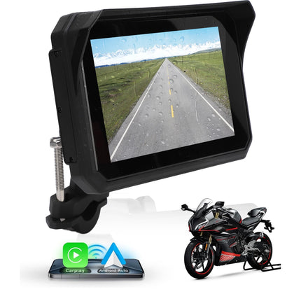 5-inch Motorcycle Carplay GPS Navigation, Airplay CarPlay/Android Auto for Motorcycles, Waterproof IPS Touchscreen, Motorcycle/Motorbike GPS, Bluetooth