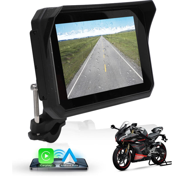 5-inch Motorcycle Carplay GPS Navigation, Airplay CarPlay/Android Auto for Motorcycles, Waterproof IPS Touchscreen, Motorcycle/Motorbike GPS, Bluetooth