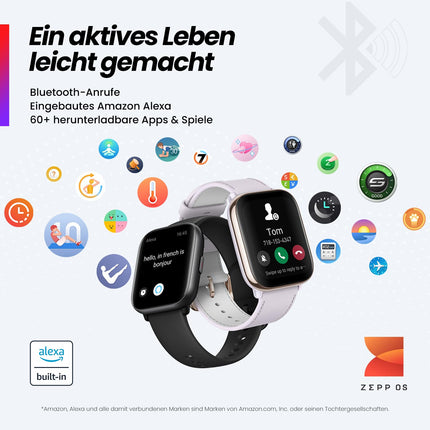 Amazfit Active 42 mm nutikell, häälassistent kõnestsünkroniseerimiseks; kuni 14-päevane aku tööiga, GPS, marsruudi navigeerimine, Bluetooth-kõned, ühildub iOS-i ja Androidiga, tervise- ja vormisolekuhaldus