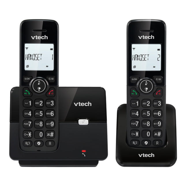 VTECH CS2001 Cordless Telephone Casa Duo with hands-free function and call blocking, DECT landline telephone, caller ID, illuminated display, large buttons, 30 phone book names and numbers,