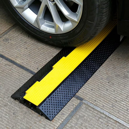 BWKJMY 2-Channel Floor Cable Cover - 1 Pack Cable Protector Ramp for Cables, Heavy Duty Driveway Tank Ramps, Non-Slip Rubber Cable Ramp, Outdoor Cable Cover (1 Pack, 100x22x5 cm)