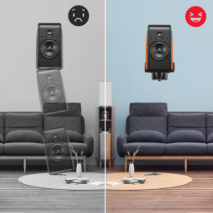 Dual speaker wall mounts, SAKOBS surround sound speakers, tiltable up and down 7.5° and swivelable left/right 45°, speaker mounts up to 25 kg, black SPM201 (2 pieces)