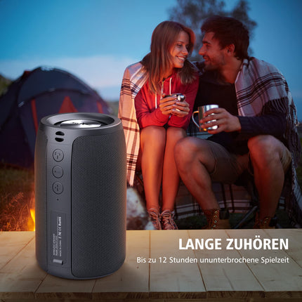 ZEALOT Bluetooth-kõlar, Bluetooth-muusikakarp USB/TF-kaardi/AUX-iga, IPX5 veekindlusega Bluetooth-karp, 12-tunnine mänguaeg, kahekordne sidumine, kaasaskantav juhtmevaba kõlar koju ja õue - must