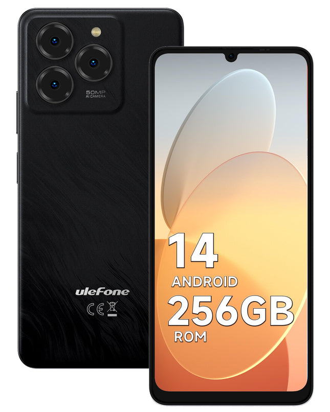 Ulefone Note 20 Pro nutitelefonid Android 14.0, 6,75-tolline HD+ ekraan, 256 GB mobiiltelefon, lukustamata, 6000 mAh aku, kahe SIM-kaardiga FM Face ID, taskukohane, valge