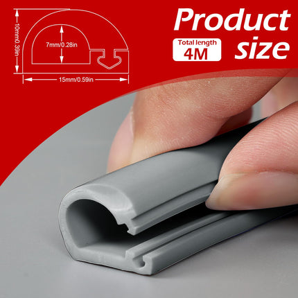 Inscrip Mini Self-Adhesive Cable Duct, Flexible Semi-Circular Cable Duct, Cable Bridge Floor for Cable Protection, for Home Office, Universal Floor Outdoor Indoor Cable Ducts, 7mm Height (Gray, 4m)