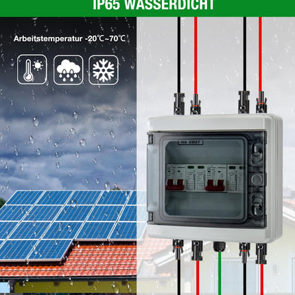 Ülepingekaitse PV alalisvoolu lahtiühendamise lüliti välgukaitselüliti 2-keeleline 1000V DC 40A 20-40KA generaatori ühenduskarp IP65 veekindel päikesepaneelide ühenduskarp fotogalvaanika jaoks (1000V)