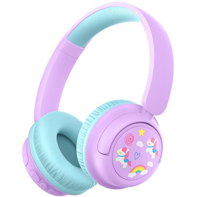 iClever Bluetooth kõrvaklapid lastele, 60-tunnine aku tööiga, helitugevuse piirang 74/85 dBA, stereoheli, Type-C, Bluetooth 5.4, juhtmevabad laste kõrvaklapid mikrofoniga tahvelarvuti/reisimiseks