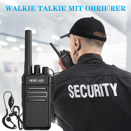 HESENATE HT66 Walkie Talkie, litsentsivaba PMR446 raadio, pikamaa Woki Toki pihuraadio 16 kanaliga raadiokomplekt, professionaalne Walkie Talkie skaneerimise VOX kõrvaklappidega (must, 4 tk komplekt)