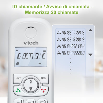 VTech CS1501 Casa Duo Cordless Phone, DECT Phone with Handsfree and Call Blocking, Dual Charging, Caller ID, Backlit LCD Display and Keypad, ECO Mode, White
