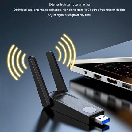 USB-adapter arvutile 1300 Mbps kahe 5Dbi antenniga 5G/2.4G WiFi-adapter lauaarvutile, sülearvutile 10, 8, 8.1, 7, Vista, XP, traadita adapter lauaarvuti võrguadapterile