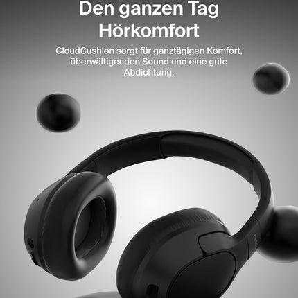 Belkin SoundForm Isolate mürasummutavad kõrvaklapid, juhtmevabad Bluetooth-kõrvaklapid, mikrofoniga peakomplekt, kõrvapealsed kõrvaklapid 60-tunnise esitusajaga, sügav bass, CloudCushion kõrvaklapid – mustad