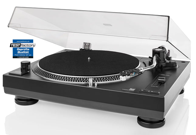 Kahekordne DTJ 301.1 USB DJ plaadimängija (33/45 p/min, helikõrguse reguleerimine, magnetiline helipüüdja, nõela valgustus, USB-kaabel) must