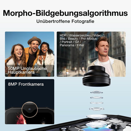 DOOGEE Blade 10 Ultra välistingimustes kasutatav mobiiltelefon ilma lepinguta Android 14, 20GB+256GB/2TB TF õues kasutatav nutitelefon, 6.56 tolli HD+ ehitusplatsi telefon 10.7mm üliõhuke, 50MP+8MP, 5150mAh, IP68 veekindel/NFC/Face ID/GPS