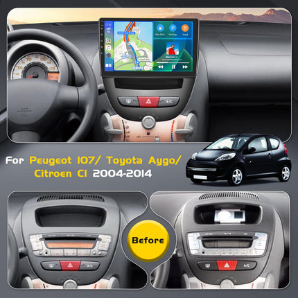 [4G+64G] Inefala Android autoraadio Peugeot 107/Toyota Aygo/Citroen C1 2004-2014 juhtmevaba Carplay Androidiga, 10-tolline puutetundliku ekraaniga autoraadio Bluetooth GPS-i, WiFi, RDS/FM EQ, SWC, tahavaatekaamera, mikrofon