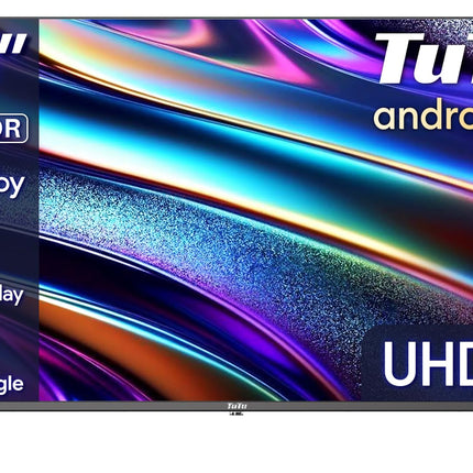 TuTu TUS43UQ1A nutiteler 43-tolline (108 cm) 4K UHD LED-teler Android-teler WiFi, HDR, kolmekordse tuuneriga DVB-C/S/S2/T/T2, Bluetooth, Prime Video, Netflix, YouTube, DAZN, Disney+