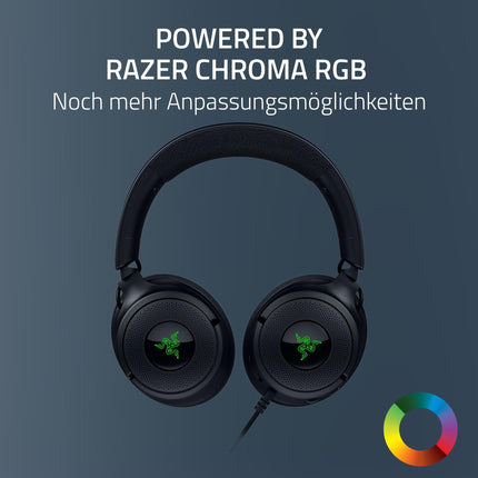 Razer Kraken V4 X - juhtmega arvutimängude peakomplekt (Triforce 40 mm draiverid, sissetõmmatav kardioidmikrofon, 7.1 ruumiline heli, Chroma RGB, arvuti - konsoolide ja mobiiltelefonide jaoks USB-C kaudu) must