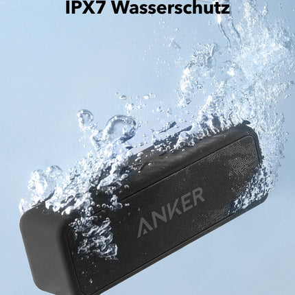 Anker SoundCore 2 Bluetooth Speaker, Powerful with Dual Bass Drivers, 24h Battery, Improved IPX7 Water Resistance, Wireless, for iPhone, Galaxy, etc. (Black)