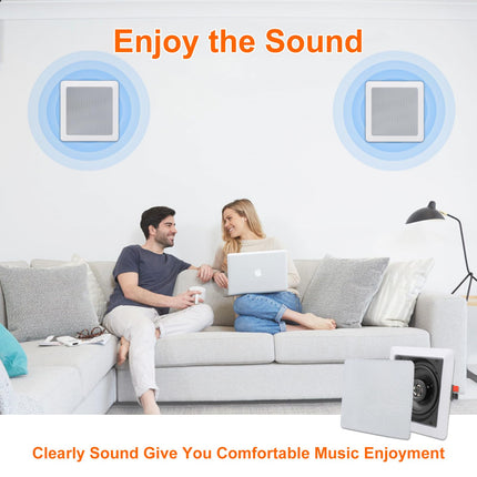 Herdio 5.25-inch 2-way in-wall speakers perfect for indoor and outdoor installation, compatible with Bluetooth (pair, paintable grille)