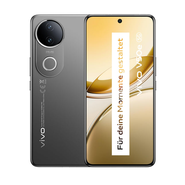 VIVO V50e 5G nutitelefon, 8G+256G, 6,77” võrdse sügavusega neljakordne kumer ekraan, 120Hz värskendussagedus, 50MP esi- ja tagakaamera, Aura Light, 5140mAh aku, 90W kiirlaadimine, IP68 ja IP69