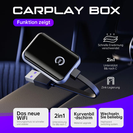 CarPlay juhtmevaba adapter 2025 koos OTA uuendusega, Plug &amp; Play, ühekordne konfiguratsioon automaatseks ühenduseks, juhtmevaba iPhone iOS 10+ jaoks, USB ja Type-C