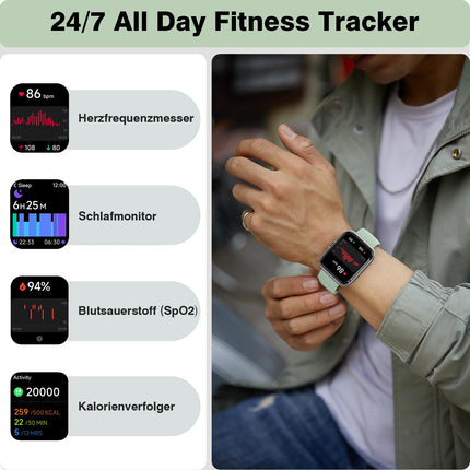 Fitpolo nutikell meestele ja naistele, pulsimonitoriga aktiivsusmonitor, unemonitor, IP68 veekindel, spordikell enam kui 110 spordirežiimiga, sammulugeja, nutikell Alexaga Androidile, iOS-ile, Samsungile