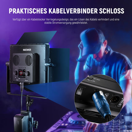 NEEWER 1,8 m D-tüüpi isas- ja 4-pin XLR-naissoost toitekaabel, toitejuhe PL60C pidev LED-videovalgusti, NC011