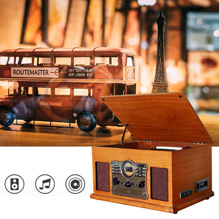 10-ühes plaadimängija Bluetoothi, FM/DAB-raadio, CD- ja kassettmaki, USB/SD-taasesituse ja -salvestusega, vintage-disainiga plaadimängija