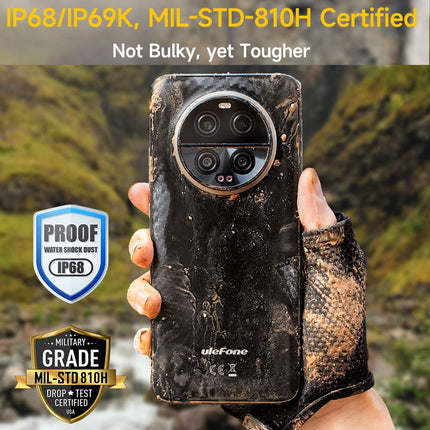 Ulefone 5G Outdoor Mobile Phone without Contract 120W Fast Charging, Ulefone Armor 23 Ultra MTK 8020 24GB+512GB Outdoor Smartphone 5G, 64MP Night Vision Camera, 6.78" FHD+, 5280mAh, Support Satellite Phone