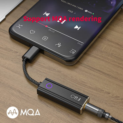 FiiO JadeAudio KA1 kõrvaklapivõimendi, pisike USB DAC, kõrge eraldusvõimega, 3,5 mm kadudeta, nutitelefonidele/arvutitele/sülearvutitele/mängijatele (tüüp-C, must)