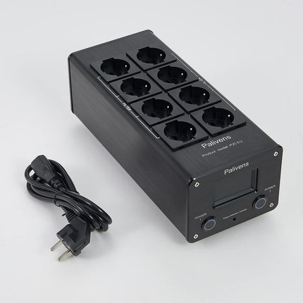Pailvens HiFi pikendusjuhe, 8-suunaline häirete filtri pistikupesa LCD-ekraaniga, ülepingekaitse, koormuskaitse kuni 15 A, mitmikpesa kõlaritele, CD-DVD-mängija, must