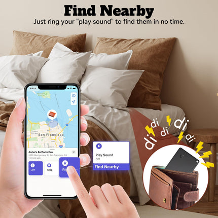 Qoosea Air Tag Card Slim, laetav rahakotiotsija (ainult iOS), ühildub Apple'iga võtmeotsija, rahakoti jälgija, reisikohvri ja passi jaoks (Androidi ei toetata)