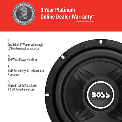 BOSS AUDIO CXX8 Chaos Exxtrem subwoofer 600 W (8 tolli)