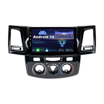 SXAUTO Android 14 IPS 9-tolline autoraadio Toyota Fortuner Hilux Revo Vigo (2004-2014) jaoks - sisseehitatud CarPlay/Android Auto - TASUTA tahavaatekaamera - 2G+32G - roolil juhtimine DAB kiirkäivitusega WIFI - 2 DIN