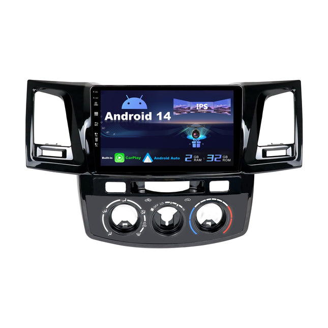 SXAUTO Android 14 IPS 9-tolline autoraadio Toyota Fortuner Hilux Revo Vigo (2004-2014) jaoks - sisseehitatud CarPlay/Android Auto - TASUTA tahavaatekaamera - 2G+32G - roolil juhtimine DAB kiirkäivitusega WIFI - 2 DIN