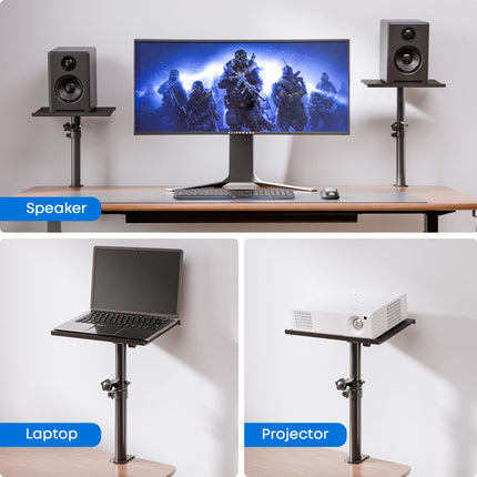 Speaker stand, monitor speaker stand with desk clamp, height and tilt adjustable, speaker stand load capacity up to 30 kg, black