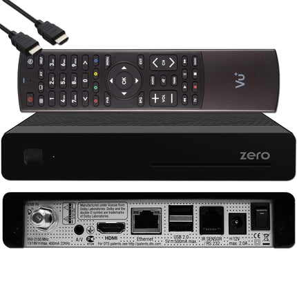 VU+ Zero HW Version 2-1x DVB-S2 Full-HD Sat Tuner E2 Linux Receiver, YouTube, Satellite Receiver with Recording Function, Card Reader, Media Player, USB, + EasyMouse HDMI Cable, Black