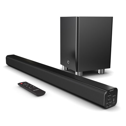 Majority K2 kõlaririba, võimas, juhtmevaba, 150W, ruumilise heliga, subwoofer, Bluetooth, HDMI Arc (CEC), suur kaugjuhtimispult, AUX, USB, FM-raadio, optiline sisend, RCA-kaabel (must)