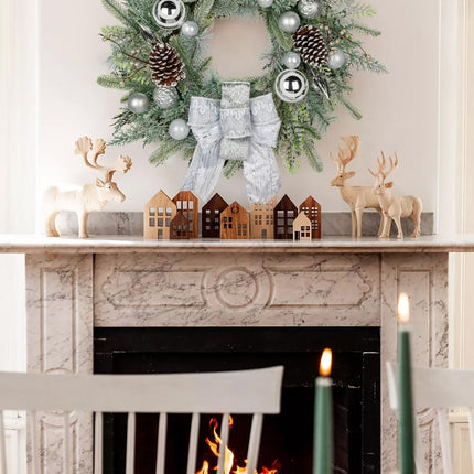 61cm Christmas wreath Artificial wreath with decorative Christmas balls, bow, pine cones Christmas decoration door wreath for Advent celebrations, house wall hanging or Christmas decoration