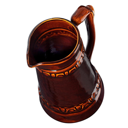 KADAX ceramic beer mug, jug with handy handle, dishwasher-safe carafe in country style, jug for mulled wine, beer, cream, sour milk, wine and liquids (6L)