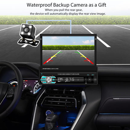 Hikity Carplay autoraadio ekraaniga 7-tolline autoraadio Bluetooth käed-vabad süsteem tahavaatekaameraga 1Din manuaalne pikendatav ekraan puutetundlik autoraadio FM USB AUX TF Mirrorlink