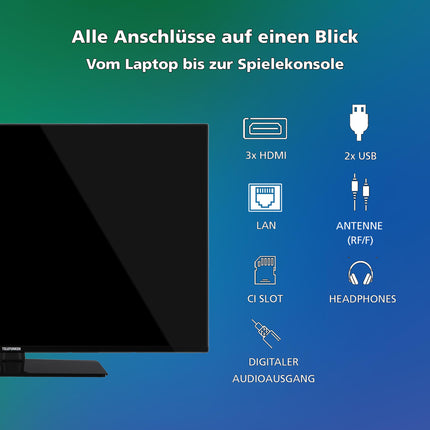 Telefunken TV 50 inch Smart TV VIDAA XU50VP750M 4K TV UHD, HDR TV with Dolby Vision, triple tuner and 6 months HD+ included, LED TV black