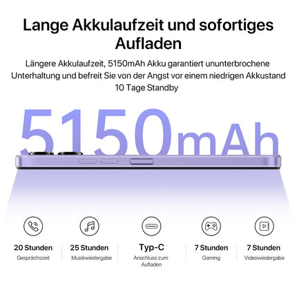UMIDIGI G3 Plus nutitelefon ilma lepinguta (2023), Android 13 mobiiltelefon, 8 GB + 128 GB/1 TB SIM-kaardivaba mobiiltelefon, 6,52" HD+ ekraan, 5150 mAh, 13 MP, 4G kahe SIM-kaardiga koolilaste mobiiltelefon/näotuvastuse/sõrmejälje/OTG/GPS (must)
