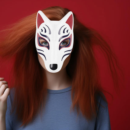 BESTONZON 2pcs Fox Mask for Adults Unpainted Animal Mask for DIY Craft Projects Halloween Masquerade Party Accessories Blank Masks for Decorating and Designing