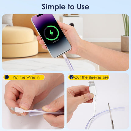 WEDAWN Dog and Cat Cable Protectors, 2 mm Thick, Flexible Cable Protectors for USB Charging Cables, Power Cords, Audio Video Cables, Odorless, 2 Pack
