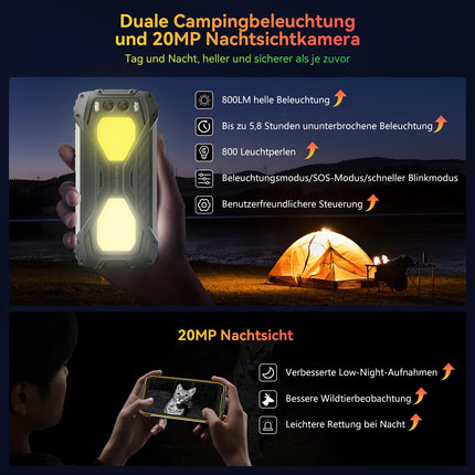 Blackview BV7300 õuetelefon Android 14, 15000mAh/45W, 18GB+256GB(2TB), 6.67" ekraan 700 nitti, 50MP+32MP õuetelefon ilma lepinguta, topelt 800LM matkavalgus, NFC/öönägemine 20MP/Corning Glass